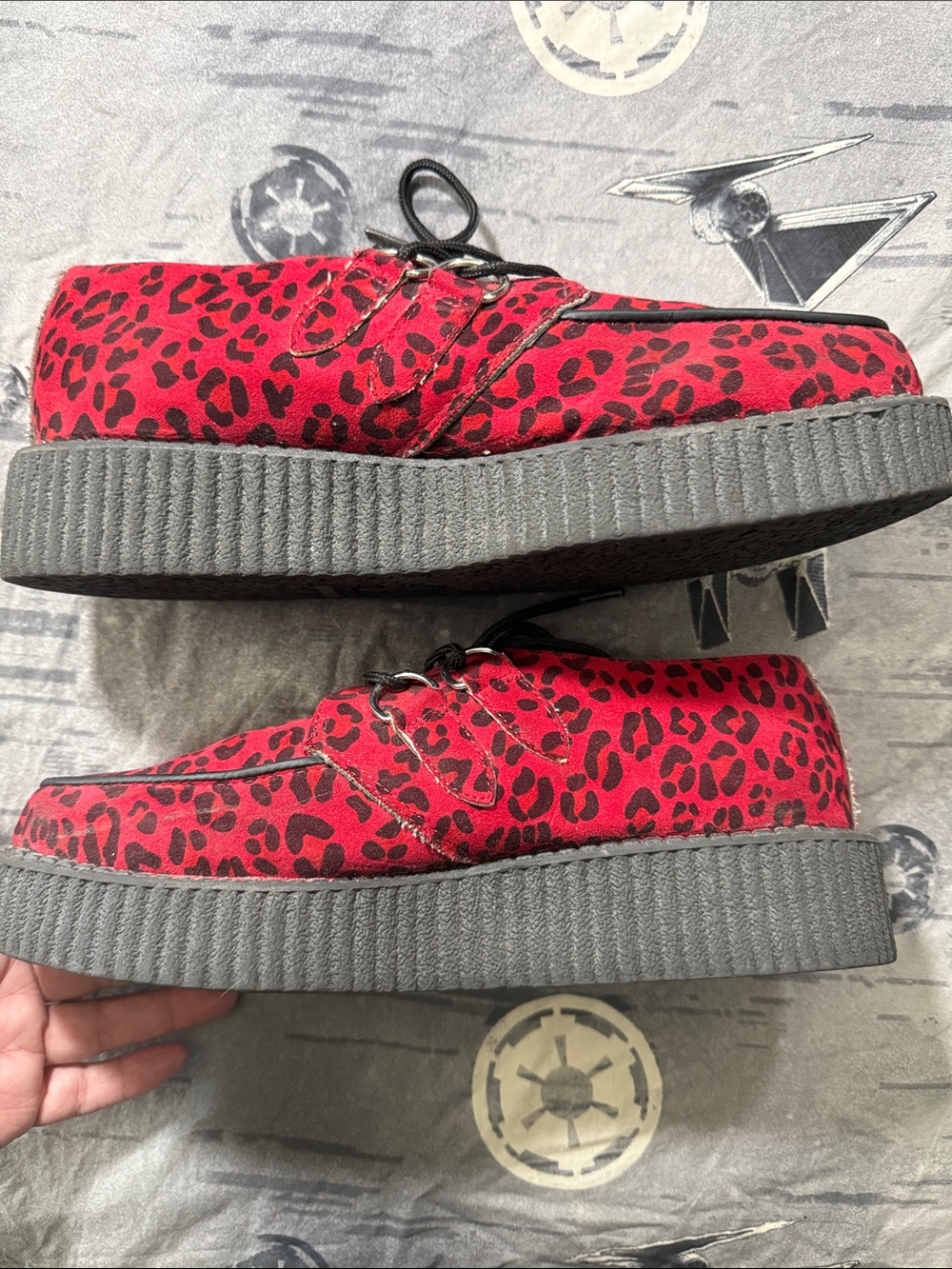 GUC TUK VEGAN SUEDE RARE RED LEOPARD CREEPERS SZ UK 7 - Picture 4 of 8